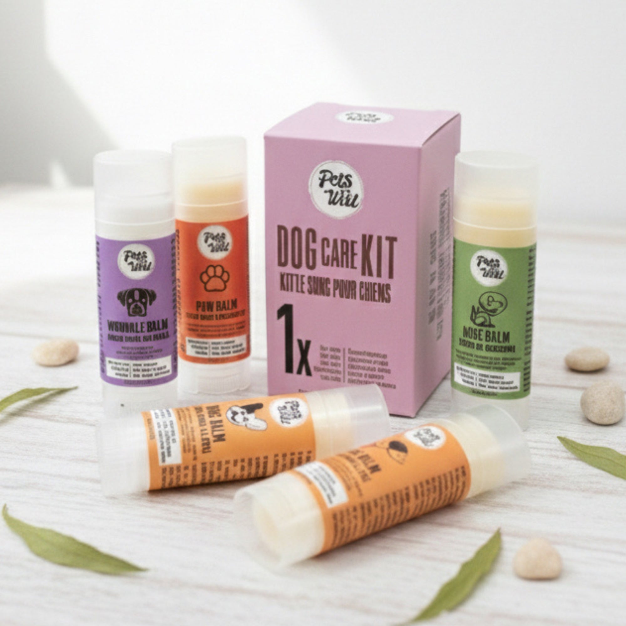 Dog Care Balm Bundle, 5 Natural Healing Sticks for Paws, Nose & Skin