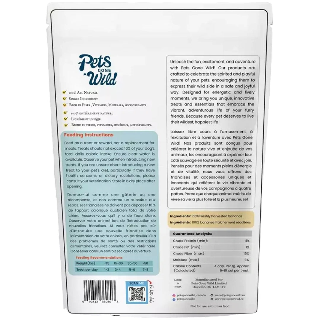 Back of a pet food package with text and QR code on a white background