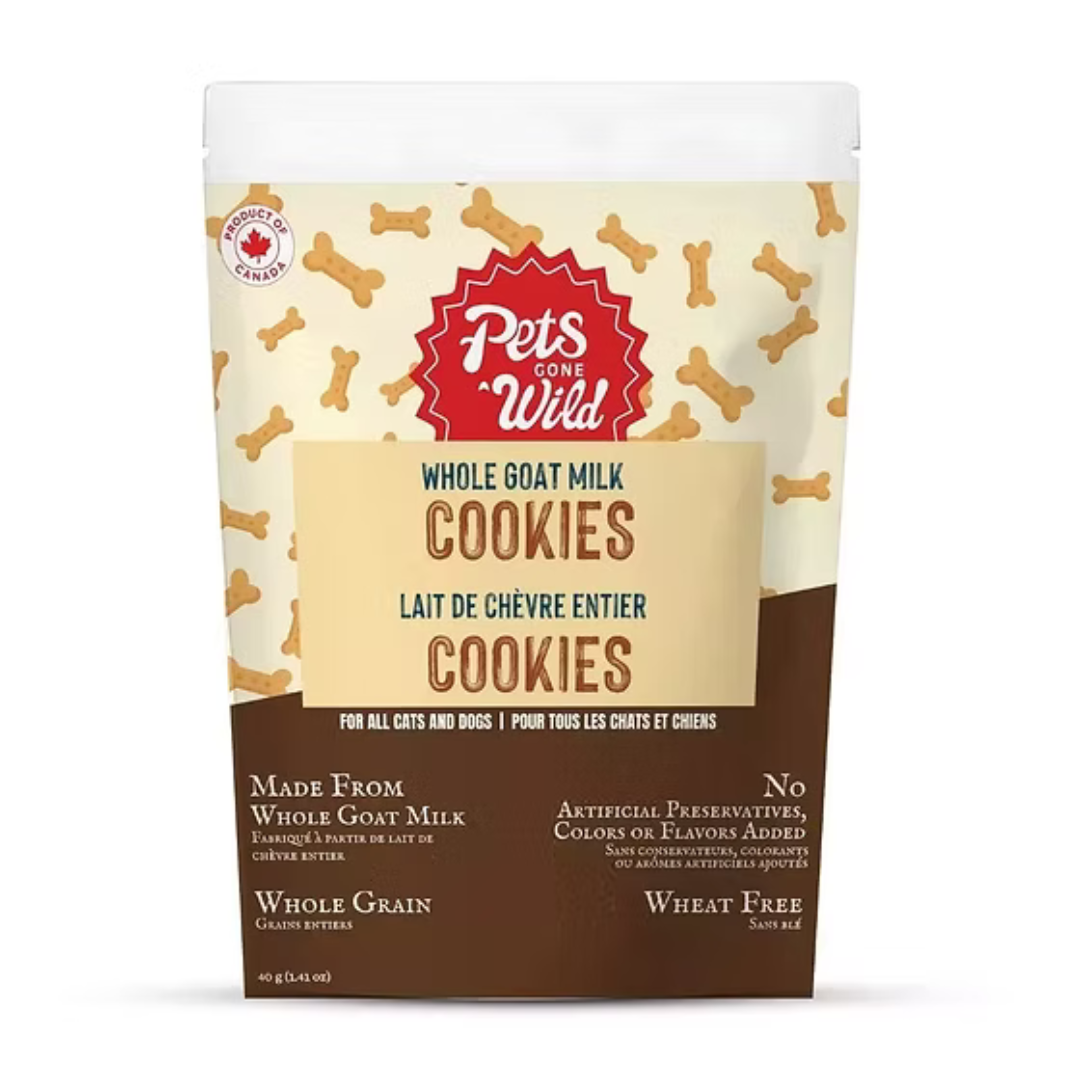 Package of Pets Cone Wild whole goat milk cookies on a white background