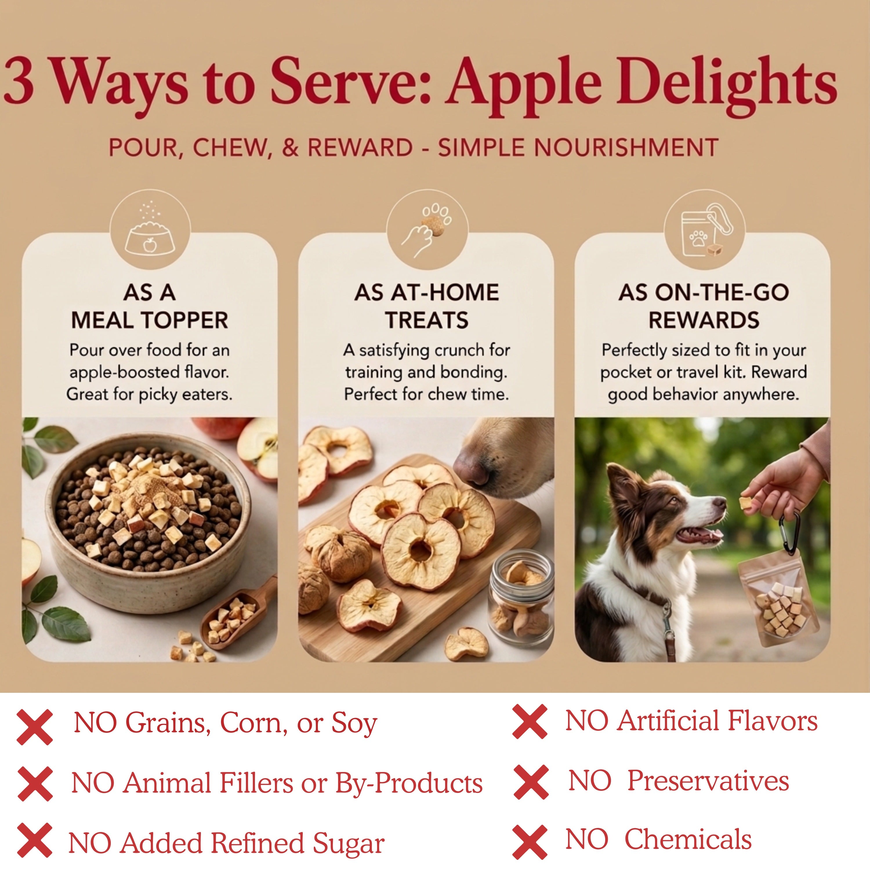 Cat eating healthy freeze-dried apple snacks
