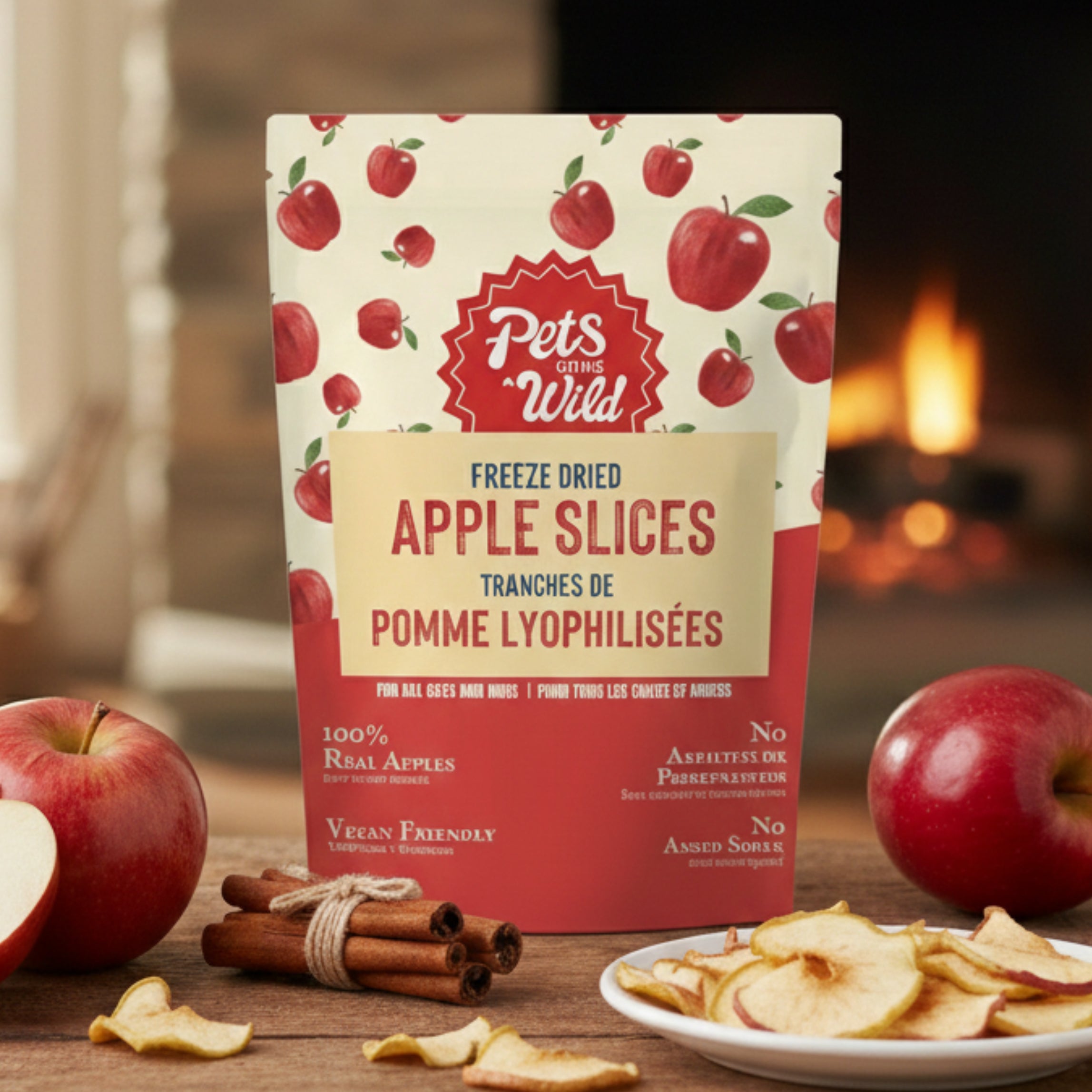 Freeze-dried apple treats for dogs and cats by Pets Gone Wild.
